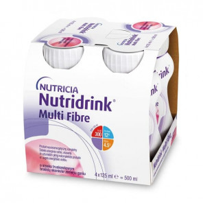 Nutridrink Multi Fibre, smak truskawkowy, płyn, 4 x 125 ml - zdjęcie produktu
