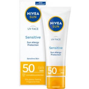 Nivea Sun Sensitive, ochronny krem do twarzy dla skóry wrażliwej, SPF 50, 50 ml - zdjęcie produktu
