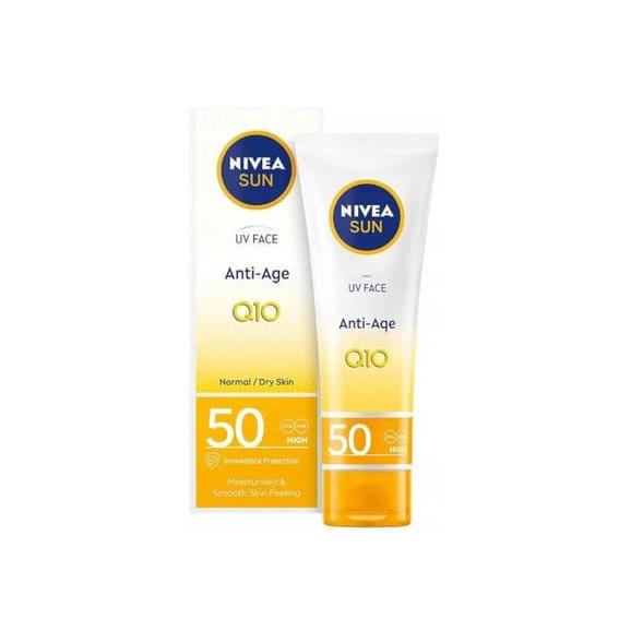 Nivea Sun UV Face Anti-Age Q10, przeciwstarzeniowy krem z wysoką ochroną, SPF 50, 50 ml - zdjęcie produktu