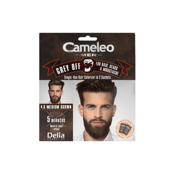 Cameleo Men Grey Off, farba do włosów, brody i wąsów, 4.0 Medium Brown, 2 x 15 ml - zdjęcie produktu