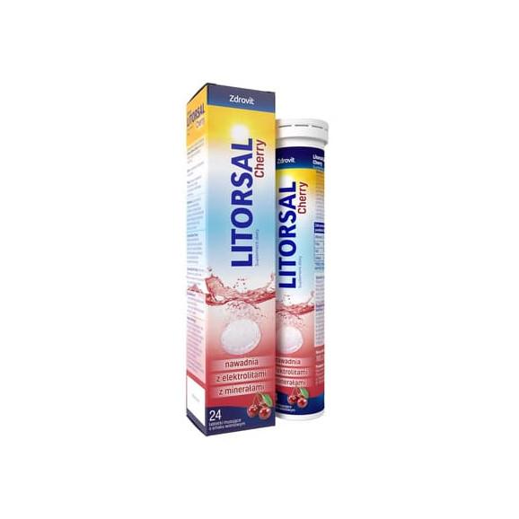 Zdrovit Litorsal Cherry, smak wiśniowy, tabletki musujące, 24 szt. - zdjęcie produktu