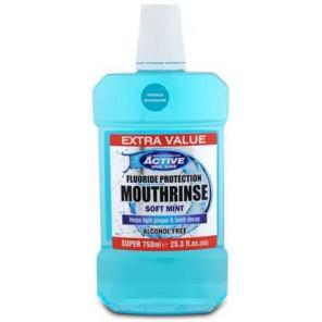 Beauty Formulas Active Oral Care Soft Mint, płyn do płukania jamy ustnej z fluorem, 750 ml - zdjęcie produktu