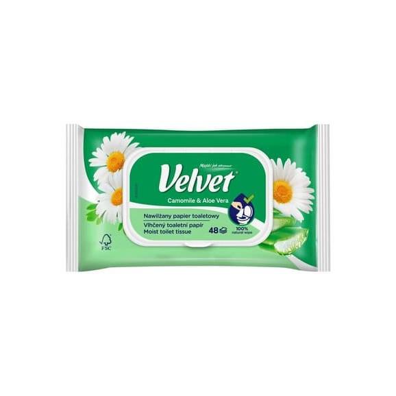Velvet Camomile & Aloe Vera, papier toaletowy nawilżany z klipsem, 42 szt. - zdjęcie produktu