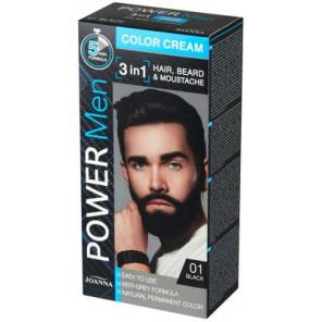 Joanna Power Men 3w1, farba do włosów, brody i wąsów, 01 black, 1 szt. - zdjęcie produktu