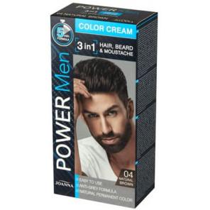 Joanna Power Men 3w1, farba do włosów, brody i wąsów, 03 natural brown, 1 szt. - zdjęcie produktu