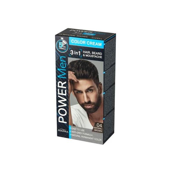 Joanna Power Men 3w1, farba do włosów, brody i wąsów, 03 natural brown, 1 szt. - zdjęcie produktu