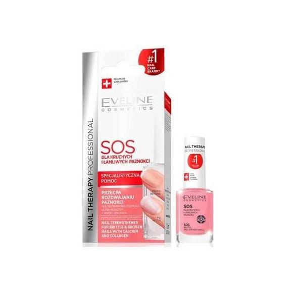 Eveline Cosmetics Nail Therapy Professional SOS, odżywka do paznokci kruchych i łamliwych, 12 ml - zdjęcie produktu