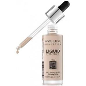 Eveline Cosmetics Liquid Control HD, podkład z niacynamidem w dropperze, 001 Porcelain, 32 ml - zdjęcie produktu