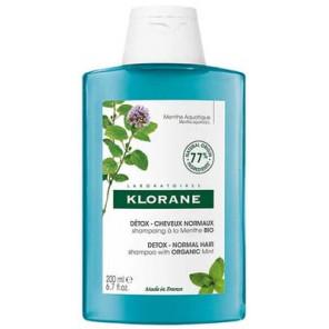 Klorane, detoksykacyjny szampon z organiczną miętą do włosów normalnych, 200 ml - zdjęcie produktu