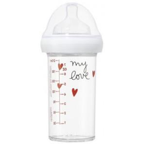 Le Biberon Français, tritanowa butelka ze smoczkiem do karmienia niemowląt 6 m+, My love, 210 ml - zdjęcie produktu