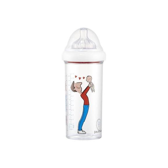 Le Biberon Français, tritanowa butelka ze smoczkiem do karmienia niemowląt 6 m+, Tata, 360 ml - zdjęcie produktu