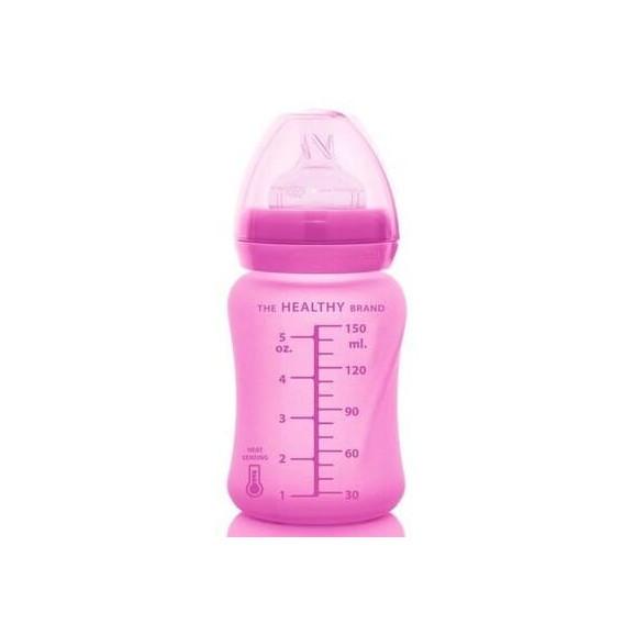 Everyday Baby, butelka szklana do karmienia, reagująca na temperaturę, rozmiar S, wiśniowa, 150 ml - zdjęcie produktu