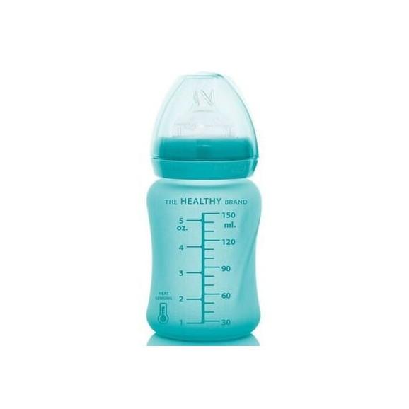 Everyday Baby, butelka szklana do karmienia, reagująca na temperaturę, rozmiar S, turkusowa, 150 ml - zdjęcie produktu