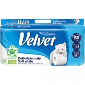 Velvet, papier toaletowy, delikatnie biały, 8 rolek, 1 szt. - zdjęcie produktu