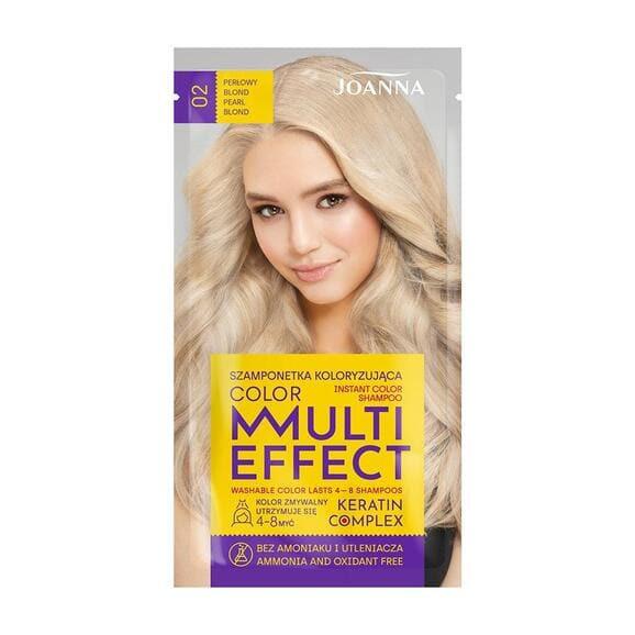 Joanna Multi Effect Keratin Complex Color Instant Color Shampoo, szamponetka koloryzująca 02, Perłowy Blond, 35 g - zdjęcie produktu