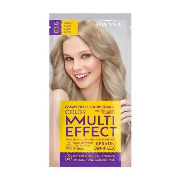 Joanna Multi Effect Keratin Complex Color Instant Color Shampoo, szamponetka koloryzująca 03.5 Srebrny Blond, 35 g - zdjęcie produktu