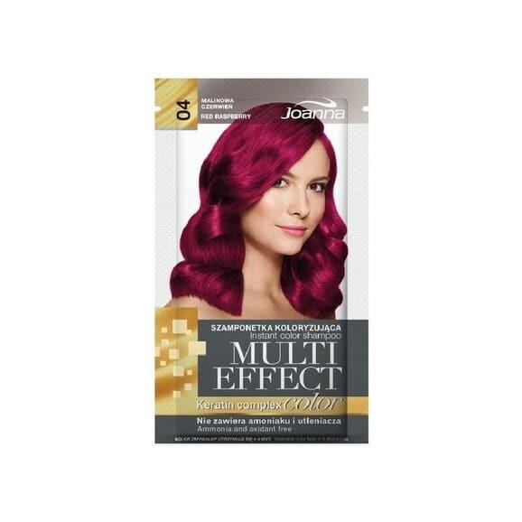 Joanna Multi Effect Keratin Complex Color Instant Color Shampoo, szamponetka koloryzująca 04 Malinowa Czerwień, 35 g - zdjęcie produktu