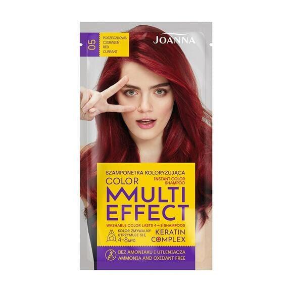 Joanna Multi Effect Keratin Complex Color Instant Color Shampoo, szamponetka koloryzująca 05 Porzeczkowa czerwień, 35 g - zdjęcie produktu