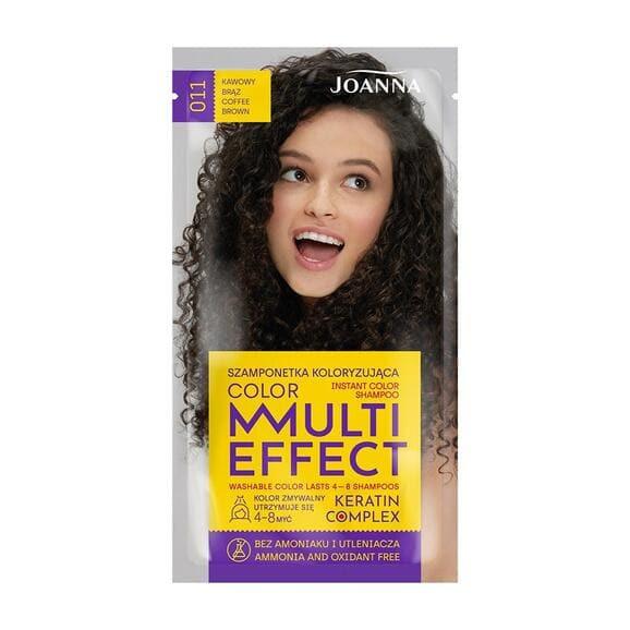 Joanna Multi Effect Keratin Complex Color Instant Color Shampoo, szamponetka koloryzująca 011 Kawowy brąz, 35 g - zdjęcie produktu