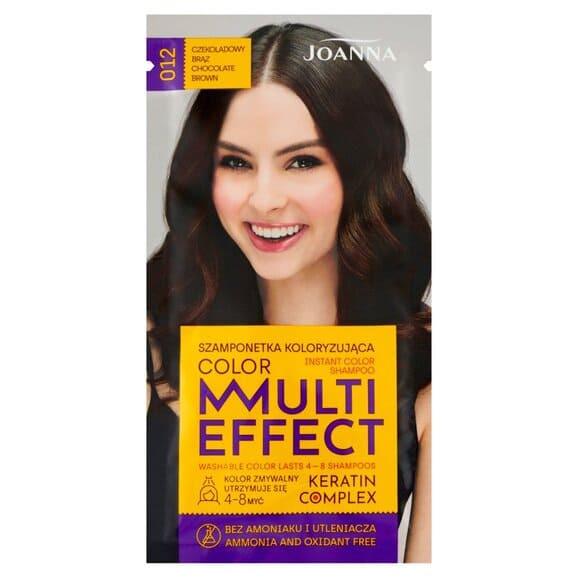 Joanna Multi Effect Keratin Complex Color Instant Color Shampoo, szamponetka koloryzująca 012 czekoladowy brąz, 35 g - zdjęcie produktu