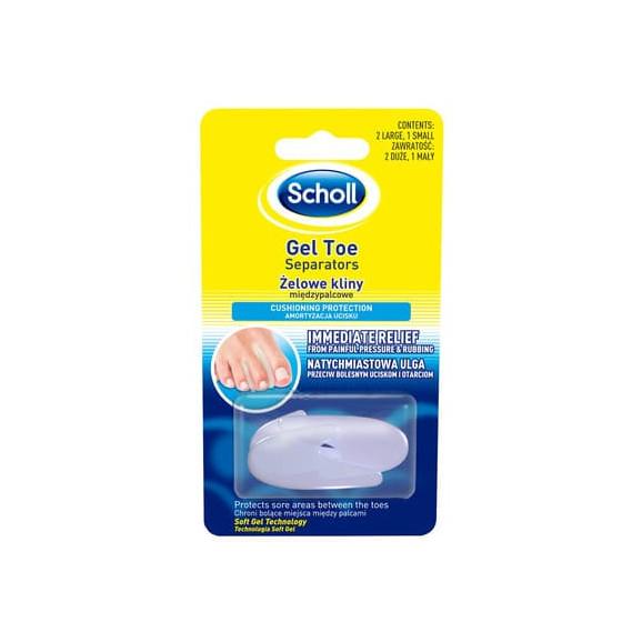 Scholl, żelowy klin międzypalcowy, duży, 2 szt. + mały, 1 szt. Scholl, żelowy klin międzypalcowy, duży, 2 szt. + mały, 1 szt. - zdjęcie produktu