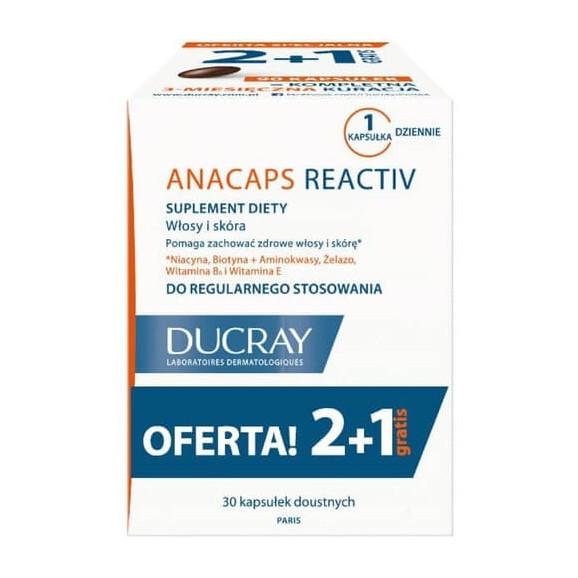 Ducray Anacaps Reactiv, kapsułki 2+1, 90 szt. - zdjęcie produktu