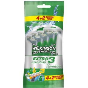 Wilkinson Sword Extra 3 Essentials Sensitive, jednorazowe maszynki do golenia, 6 szt. - zdjęcie produktu