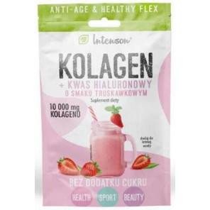 Intenson Kolagen + Kwas hialuronowy, smak truskawkowy, proszek, 10,8 g - zdjęcie produktu