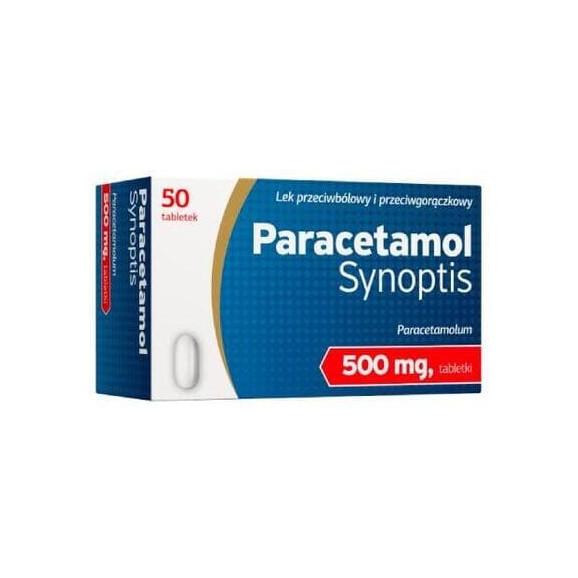Paracetamol Synoptis, 500 mg, tabletki, 50 szt. - zdjęcie produktu