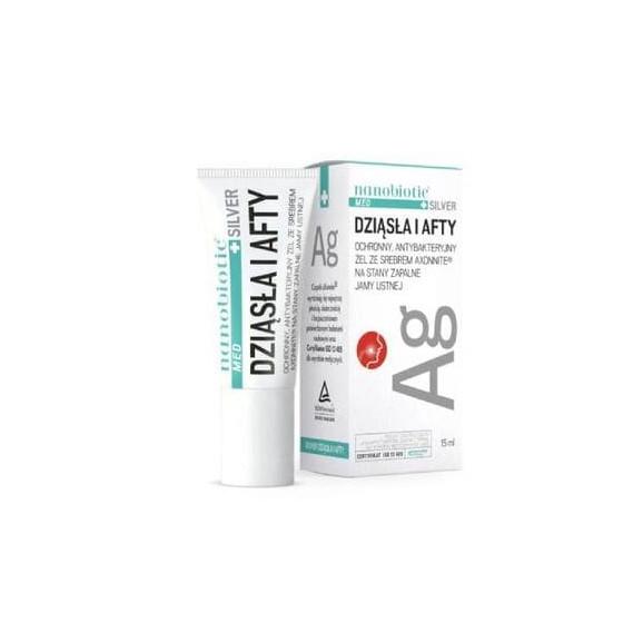 Nanobiotic Med Plus Silver Dziąsła i Afty, żel na stany zapalne jamy ustnej, 15 ml - zdjęcie produktu
