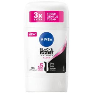 Nivea Black & White Invisible Clear, antyperspirant w sztyfcie dla kobiet, 50 ml - zdjęcie produktu