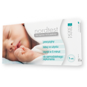 Test ciążowy NORDTEST, super czuły 10mlU/ml, HCG płytkowy, 1 sztuka - zdjęcie produktu