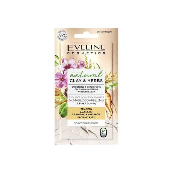Eveline Cosmetics Natural Clay & Herbs, bio maseczka-peeling z białą glinką, 8 ml - zdjęcie produktu
