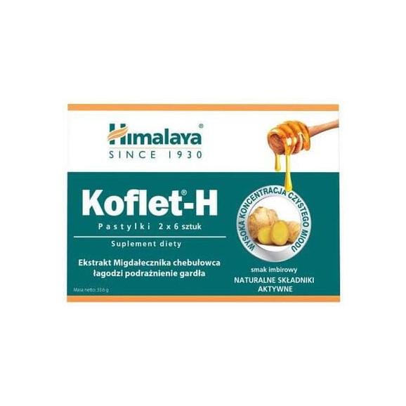 Himalaya Koflet-H, pastylki do ssania, smak imbirowy, 12 szt. - zdjęcie produktu