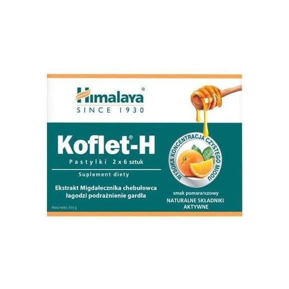 Himalaya Koflet-H, pastylki do ssania, smak pomarańczowy, 12 szt. - zdjęcie produktu