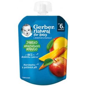 Gerber, deser, jabłko, marchewka, mango, po 6 miesiącu, tubka, 80 g - zdjęcie produktu