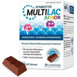 Multilac Junior Synbiotyk, czekoladki bez cukru, 20 szt. - zdjęcie produktu