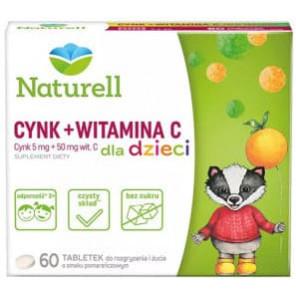 Naturell Cynk + Witamina C, dla dzieci, tabletki do żucia, 60 szt. - zdjęcie produktu