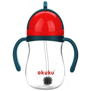 Akuku, bidon ze słomką z odważnikiem, niebiesko-czerwony, 280 ml - zdjęcie produktu