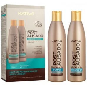 Kativa Post Straightening, szampon i odżywka do włosów po keratynowym prostowaniu, zestaw, 2 x 250 ml - zdjęcie produktu