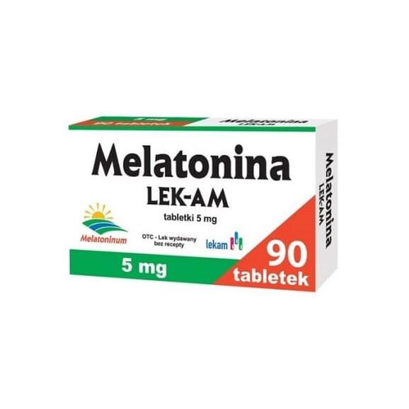 Melatonina Lek-Am 5 mg, tabletki, 90 szt. Melatonina Lek-Am 5 mg, tabletki, 90 szt. - zdjęcie produktu