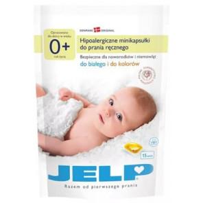 Jelp 0+, hipoalergiczne minikapsułki do prania ręcznego białych i kolorowych ubranek dziecięcych, 15 szt. - zdjęcie produktu