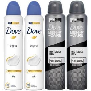 Zestaw Dove Original, deo spray 48h, 250 ml x 2, Dove Men Care, Invisible Dry, spray 250 ml x 2 - zdjęcie produktu