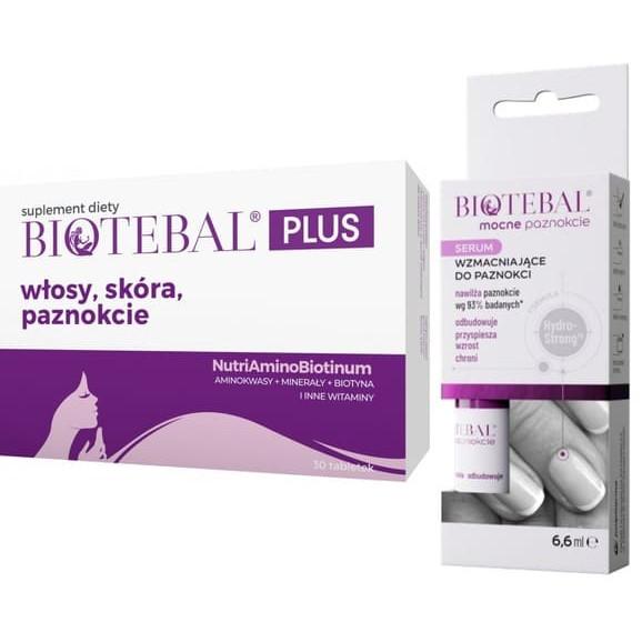 Zestaw Biotebal na zdrowe włosy, skórę i paznokcie, serum 6,6 ml + tabletki 30 szt. - zdjęcie produktu