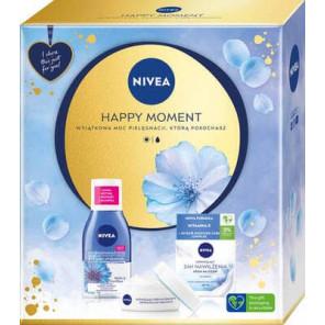 Nivea Happy Moment, zestaw prezentowy dla kobiet, krem na dzień, płyn do demakijażu oczu, 1 szt. - zdjęcie produktu