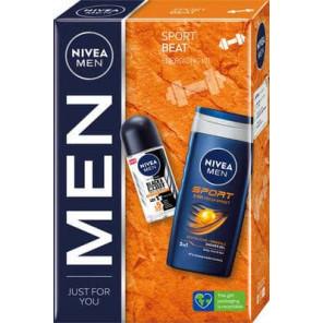 Nivea Men Sport Beat, zestaw prezentowy dla mężczyzn, żel pod prysznic, antyperspirant roll-on, 1 szt. - zdjęcie produktu