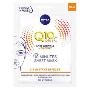 Nivea Q10 Plus C, maska w płacie 10-minutowa, Anti-Wrinkle+Energy, 1 szt. - zdjęcie produktu