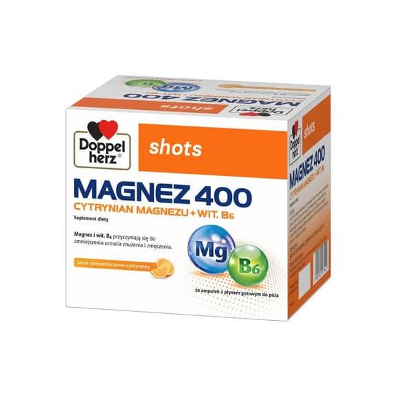 Doppelherz shots Magnez 400, ampułki, 20 szt. - zdjęcie produktu