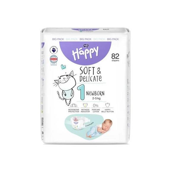 Bella Happy Soft & Delicate, pieluszki, rozmiar 1 Newborn 2-5 kg, 82 szt. Bella Happy Soft & Delicate, pieluszki, rozmiar 1 Newborn 2-5 kg, 82 szt. - zdjęcie produktu