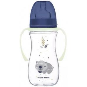 Canpol Babies Easy Start, butelka szeroka antykolkowa, 12 m+, Sleepy Koala niebieska, 300 ml - zdjęcie produktu